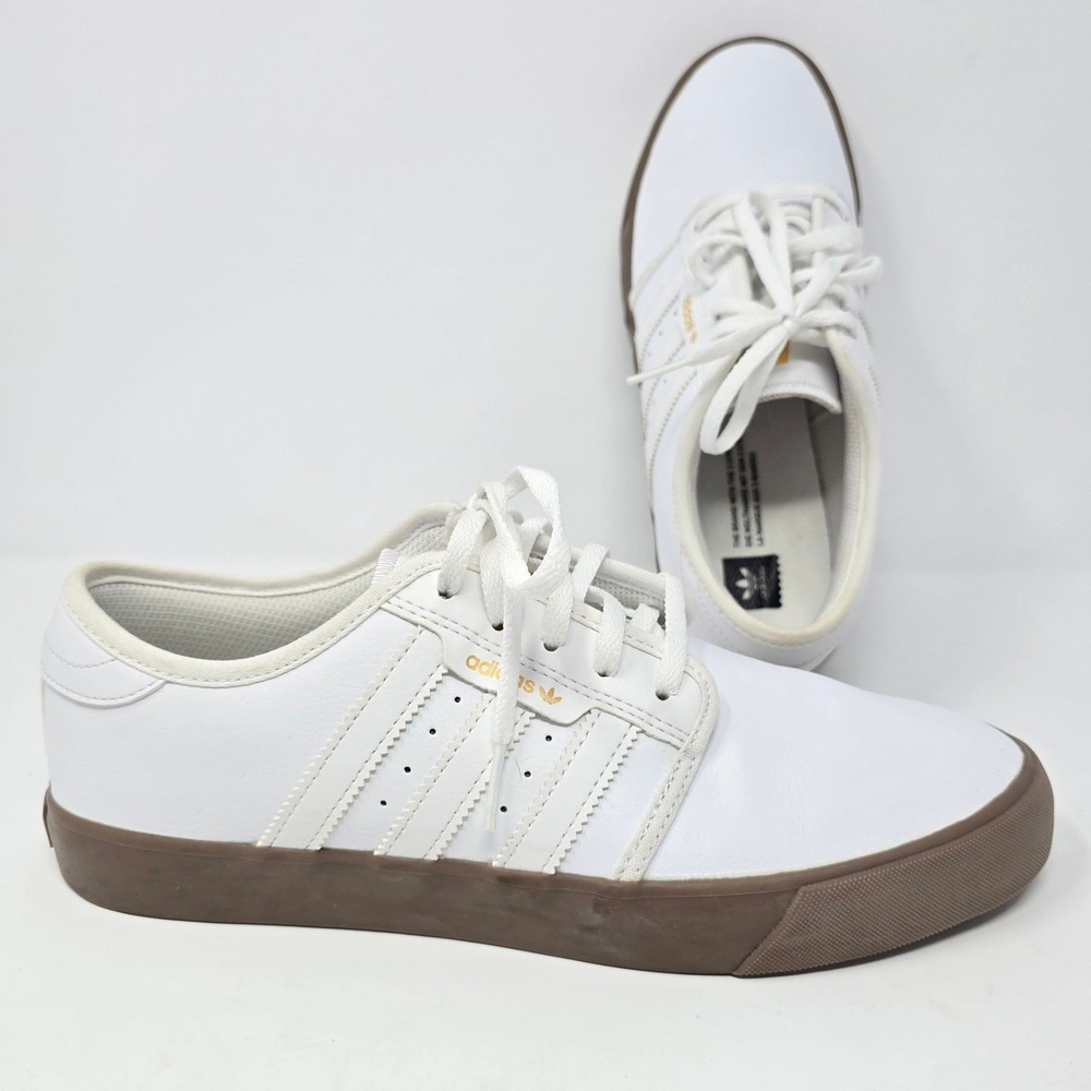 Adidas Seeley Low Top White Leather Gum Sole Sneakers CQ1179 Mens 8.5